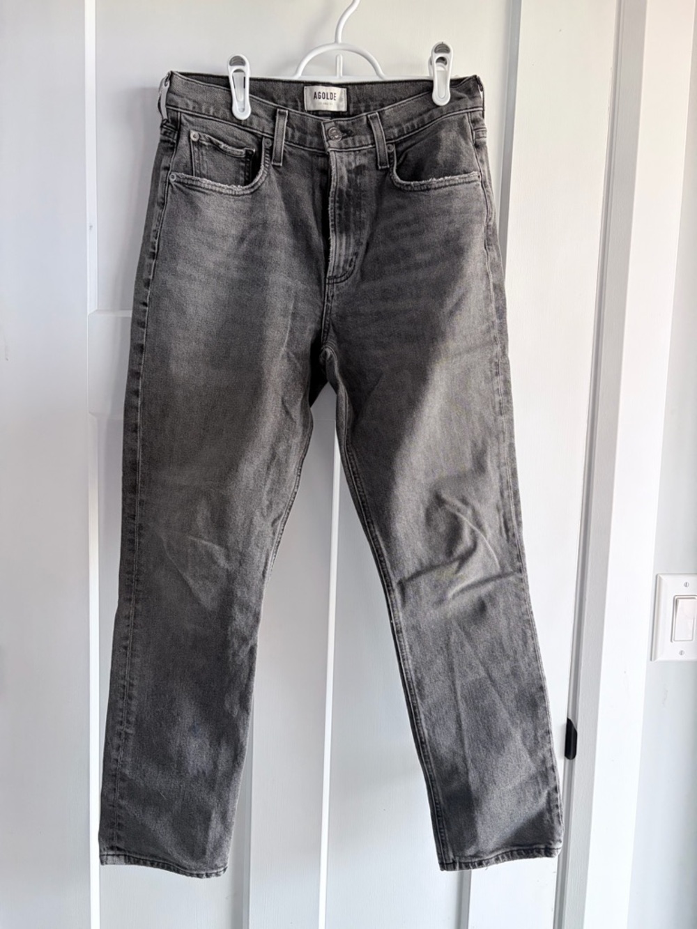 Agolde Washed Charcoal Straight Jeans